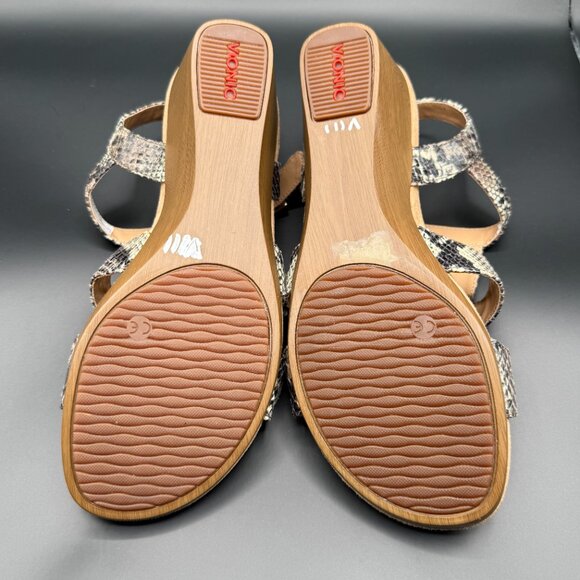 Vionic Glenda Wedge Orthaheel Natural Snake Print Sandals Size 9 - Picture 9 of 9
